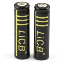 LiCB 2Packs 1650mAh 14500 Battery Rechargeable Li-ion With Lithium Battery Holder case 3.7v Batteries Black(2 PCS)