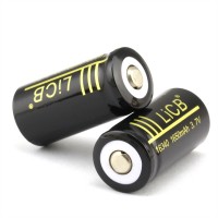 LiCB 2Packs 1650mAh 16340 Battery Rechargeable Li-ion With Lithium Battery Holder case 3.7v Batteries Black(2 PCS)