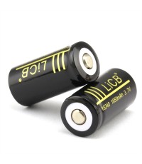 LiCB 2Packs 1650mAh 16340 Battery Rechargeable Li-ion With Lithium Battery Holder case 3.7v Batteries Black(2 PCS)