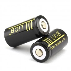 LiCB 2Packs 1650mAh 16340 Battery Rechargeable Li-ion With Lithium Battery Holder case 3.7v Batteries Black(2 PCS)