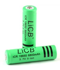 LiCB 2Packs 6800mAh 18650 Battery Rechargeable Li-ion With Lithium Battery Holder case 3.7v Batteries for Flashlight LED Light(2 PCS)