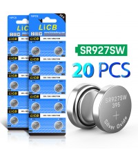 LiCB 20 Pack SR927SW 395 399 AG7 Battery 1.5V Watch Batteries