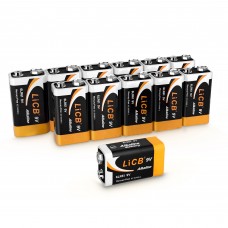 LiCB 12-Pack Alkaline 9v Batteries Perfect for Smoke Detectors