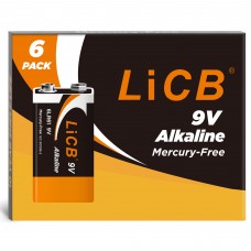 LiCB Alkaline 9 Volt Batteries (6 pack), 9V Battery Perfect for Smoke Detectors