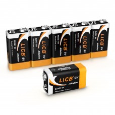 LiCB Alkaline 9 Volt Batteries (6 pack), 9V Battery Perfect for Smoke Detectors