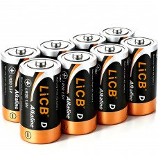 LiCB Alkaline D Batteries (8 pack), 1.5 Volts Long-Lasting D Cell Batteries