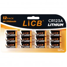 LiCB CR123A Lithium Batteries (12 Pack), 3 Volts High Capacity 123 Battery