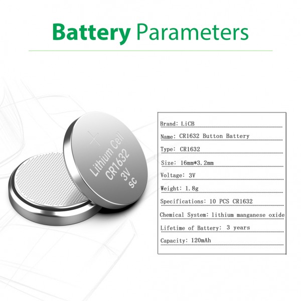 Beidongli CR1632 3 Volt Lithium Coin Cell Battery (10 Batteries)【5-Years  Warranty】