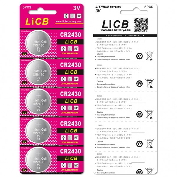 LiCB - CR 2430 - Lot de 10 piles boutons au lithium, 3 V 