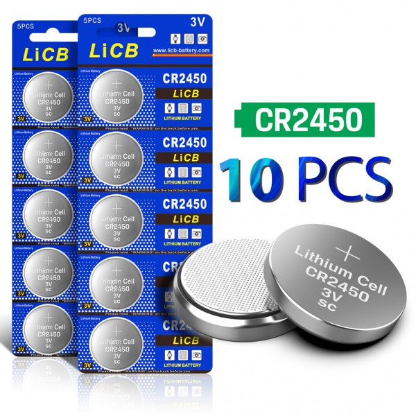 LiCB 10 Pack CR2450 Battery 3V Lithium CR 2450 