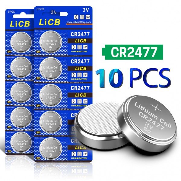 LiCB CR2477 3V Lithium Battery (Pack of 10) 