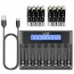 LiCB Rechargeable Batteries AAA 1100mAh with Smart 8 Bay Battery Charger, 1.2V NiMH Battery, 8 Count AAA