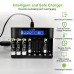 LiCB Rechargeable Batteries AA 2800mAh & AAA 1100mAh with Smart 8 Bay Battery Charger, 1.2V NiMH Battery, 8 Count - 4 AA and 4 AAA