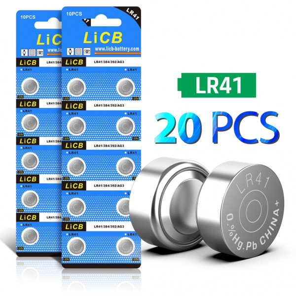 LiCB 20 Pack LR41 AG3 392 384 192 Battery 1.5V Button Coin Cell Batteries 